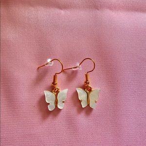 Gold Acrylic Butterfly Earrings